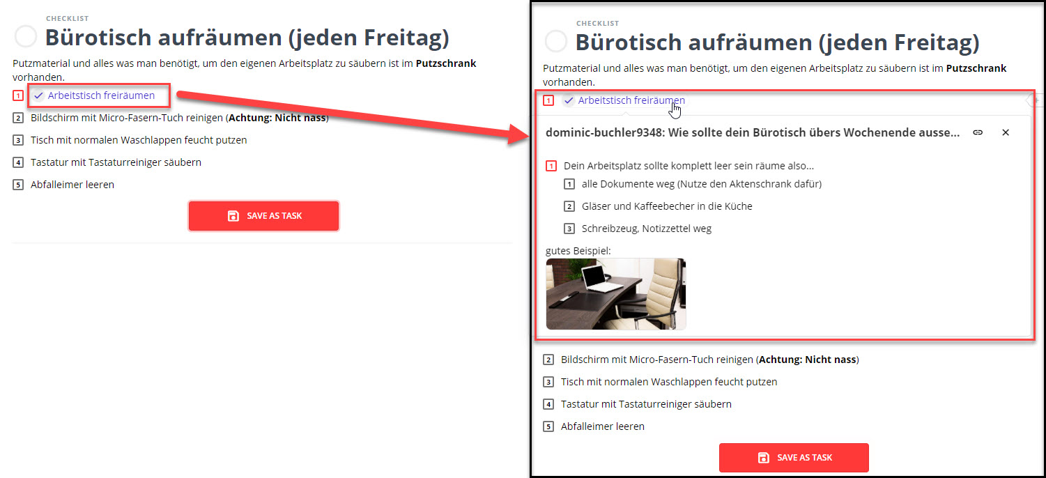 Verbinde Checklisten